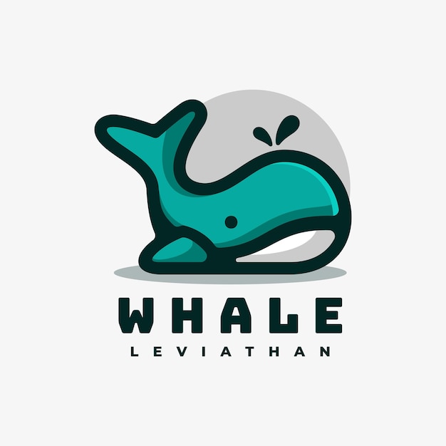 Estilo simples da mascote da baleia da ilustração do logotipo.