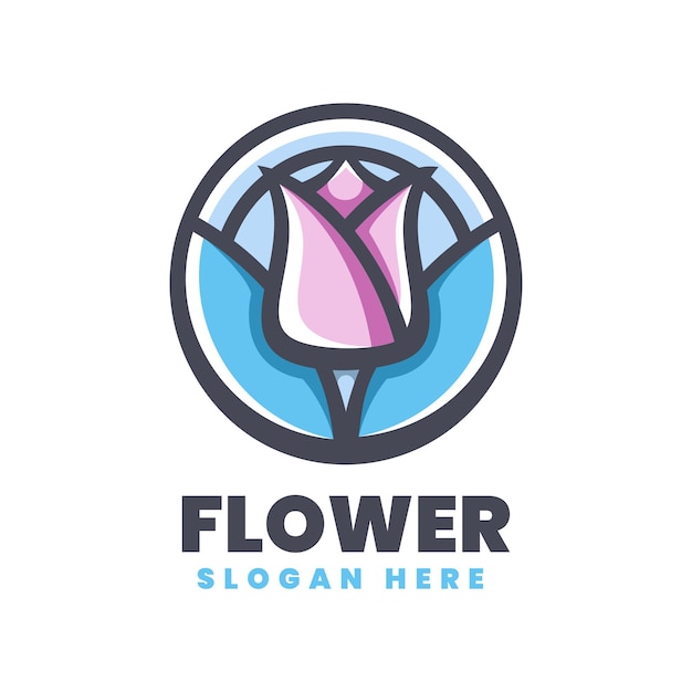 Estilo simples da mascote da ilustração do logotipo do vetor rosas