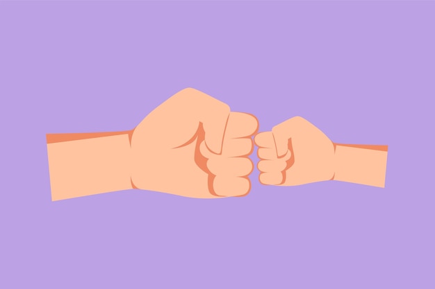 Estilo simples de desenho animado filho e punho do pai tocando um ao outro Homem e criança de mãos dadas O menino tem uma ligação com seu pai Família feliz com recém-nascido Ilustração em vetor design gráfico