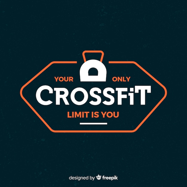 Estilo simples de emblema motivacional de crossfit