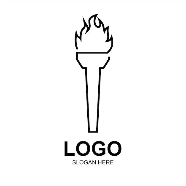 Estilo simples do ícone da chama da tocha isolado no fundo branco. ilustração vetorial