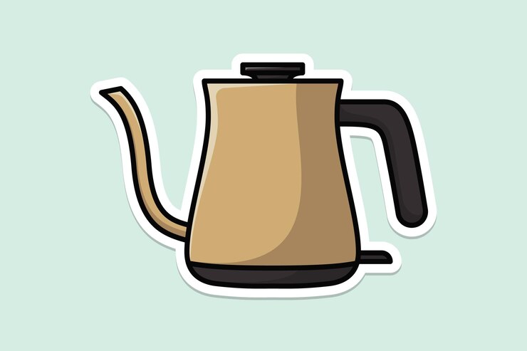 Vetor estilo único desenho de adesivo de chaleira ilustração vetorial interior de cozinha conceito de ícone de objeto de cozinha