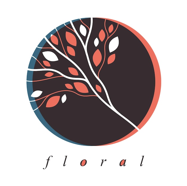 Estilo vector floral monograma design gráfico isolado folhas logotipo ou emblema em forma de círculo modelo para boutique ou hotel ou salão logotipo estilo clássico elemento linear