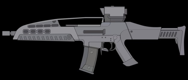 Estilo vetorial de armas de fogo arma de tiro ilustração de arma ilustração de arma de linha vetorial conceito militar de arma moderna