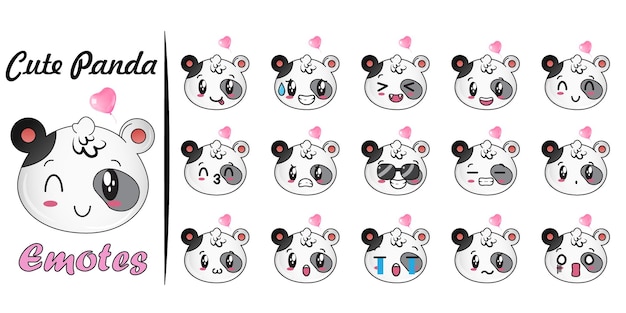 Estilos de emoções de panda fofo