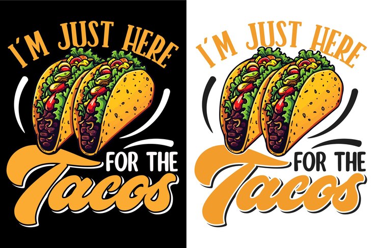 Vetor estou aqui apenas para os tacos design de tipografia para amantes da comida