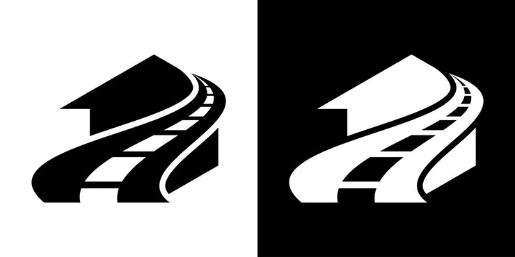 Vetor estrada de design de logotipo e ilustração vetorial de ícone de casa