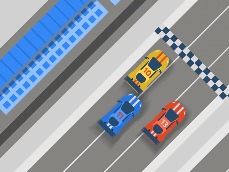 Vetor estrada de pista de corrida, ilustração de esporte de carro. elementos de design de faixa de estrada de transporte construtor de vista superior para veículo.