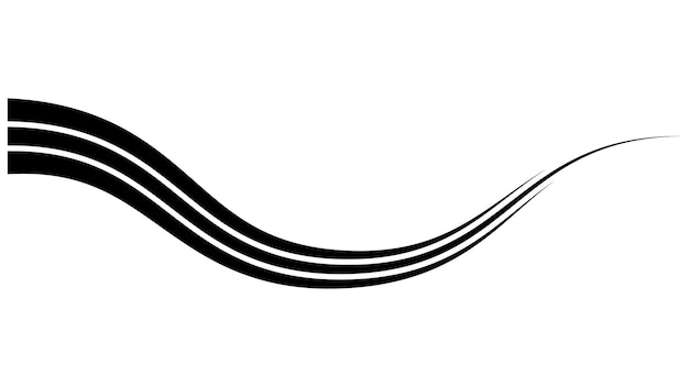Vetor estrada de rabiscos de caligrafia de linha curva de enrolamento triplo