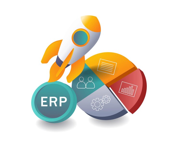 Vetor estratégia de lançamento de erp e análise de negócios