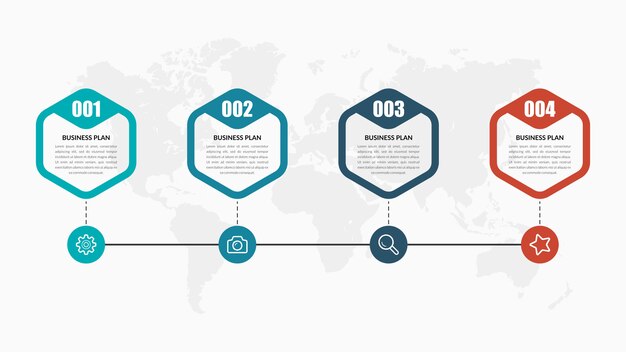 Estratégia de negócios de elemento infográfico de quatro pontos com ícones