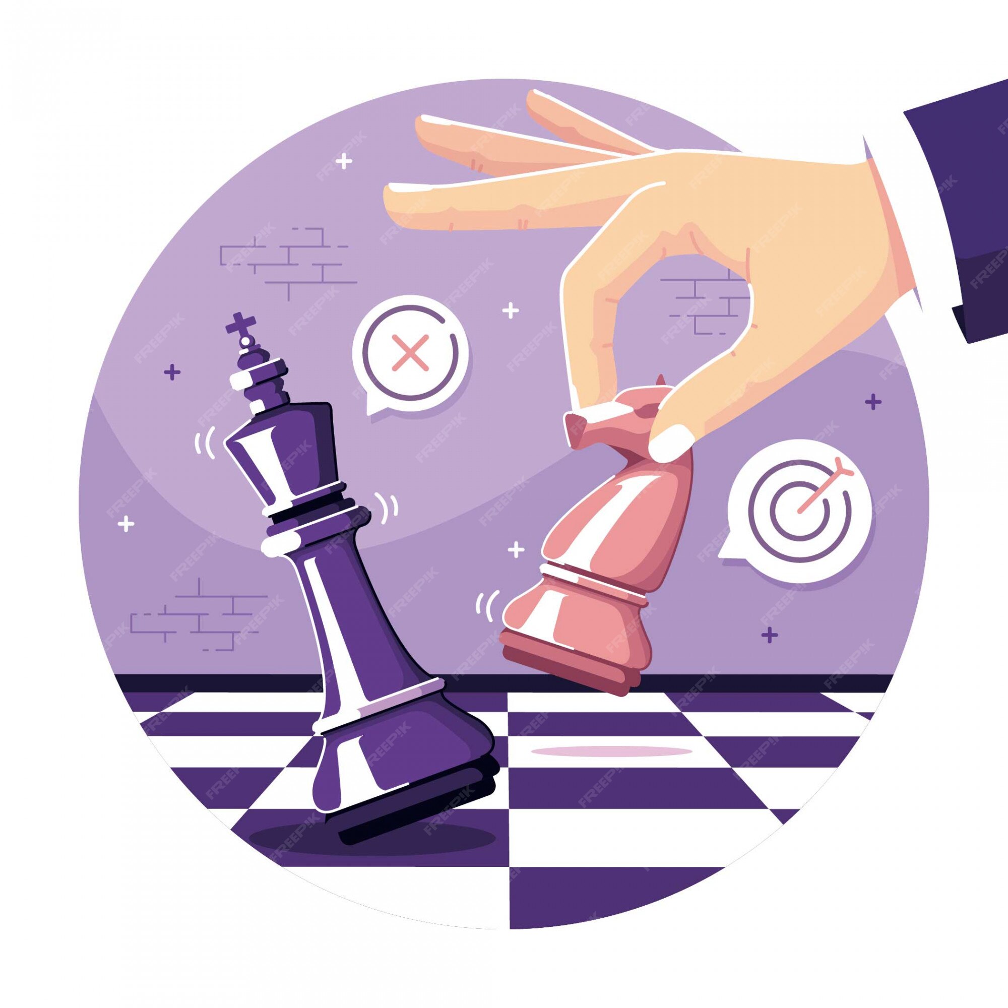 Ilustração em vetor conceito de estratégia de negócios de tabuleiro de  xadrez
