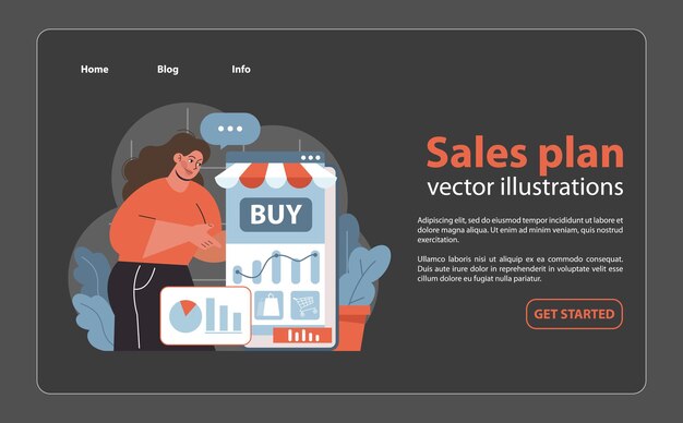 Vetor estratégia de plano de vendas uma abordagem estratégica para melhorar a experiência de compras on-line com foco em