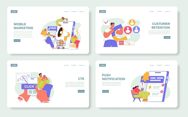 Estratégias de conjunto de marketing digital para a retenção de clientes de marketing móvel taxa de cliques