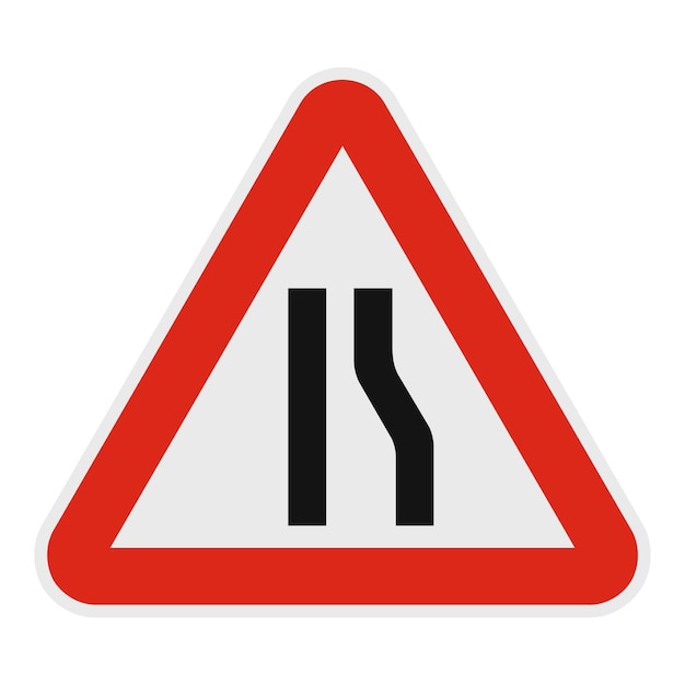 Estreitando o ícone da estrada direita ilustração plana do ícone vetorial da estrada direita estreitando para a web