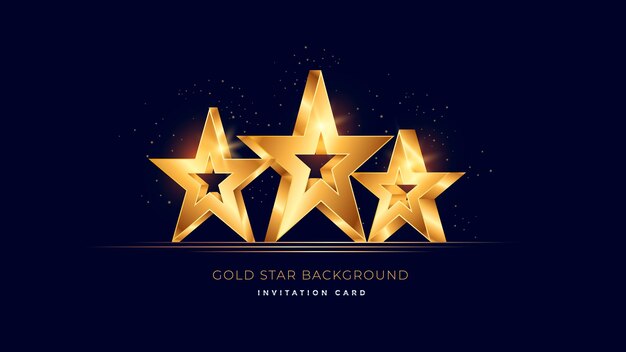 Estrela 3d dourada em banner de prêmio de luxo de fundo moderno escuro com ilustração vetorial de estrelas