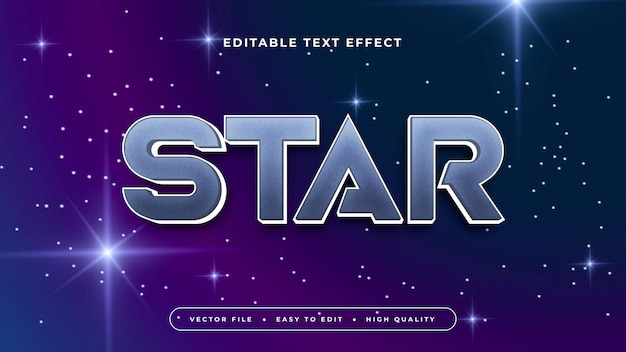Estrela azul e roxa violeta estilo de fonte de efeito de texto 3D editável