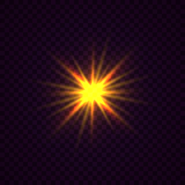 Estrela brilhante, as partículas do sol e faíscas com um efeito de destaque, luzes de bokeh coloridas brilham e lantejoulas. sobre um fundo escuro transparente. , estrela estourou com poeira e brilho isolado.