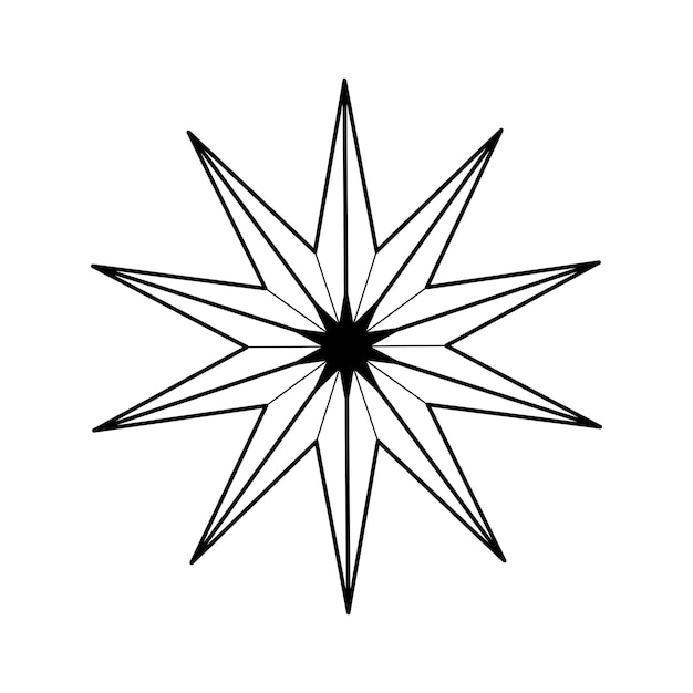 Estrela celestial decorativa desenhada de mão. Espaço celestial de símbolo espiritual. Talismã mágico isolado no fundo branco.