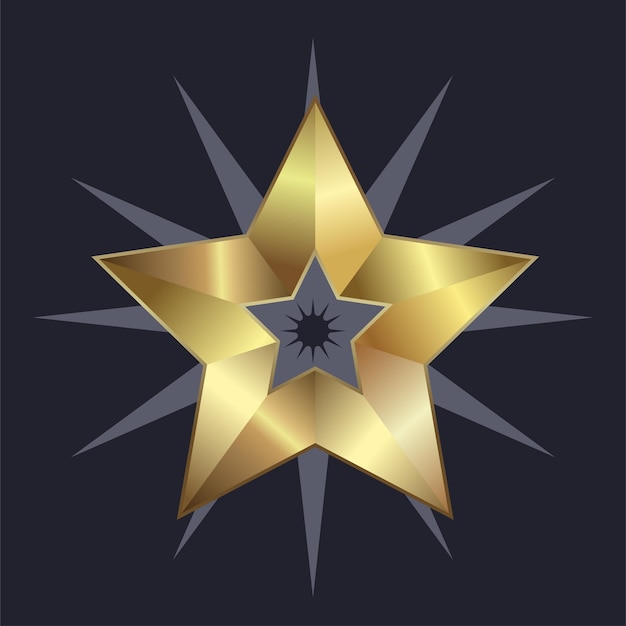Estrela de cinco ângulos de luxo em fundo escuro e botão de estrela premium, opção, gráfico e botão de processo