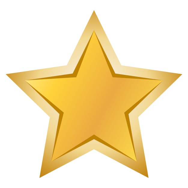 Estrela de classificação dourada com borda em fundo branco para classificação ou elemento de design de decoração decorativa