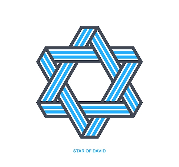 Vetor estrela de davi símbolo judaico antigo feito em ícone vetorial de estilo linear moderno isolado em logotipo ou emblema de estrela hexagonal branca