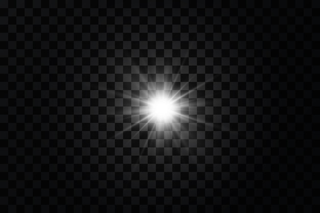 Estrela de efeito de brilho em ilustração vetorial de fundo transparente sol brilhante