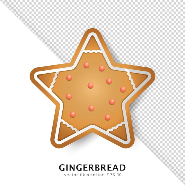 Estrela de gengibre de natal. biscoito de férias dos desenhos animados. modelo de vetor colorido de biscoito de natal