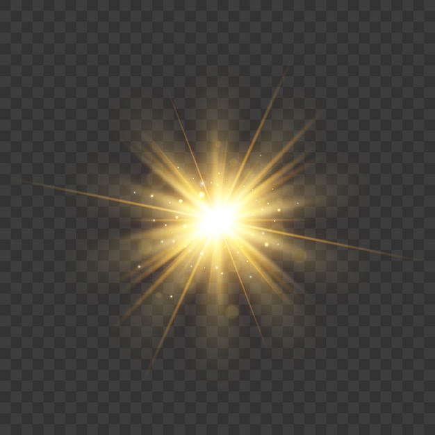 Estrela de glitter dourados estourou com brilhos. efeito de luz brilho