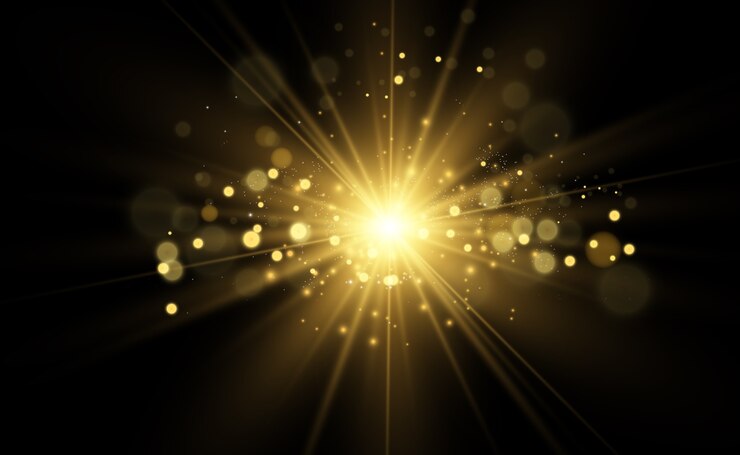 Estrela dourada brilhante. Estrela brilhante de efeito de luz.