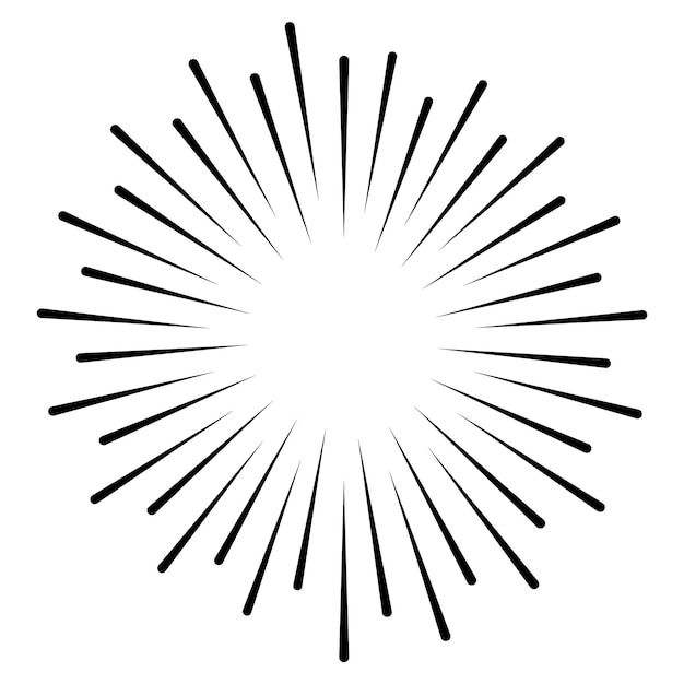 Estrela, elemento redondo, raios de meio-tom isolados no fundo branco. Logo preto. Forma geométrica.