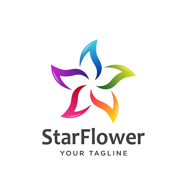 Estrela flor logotipo simples limpo.