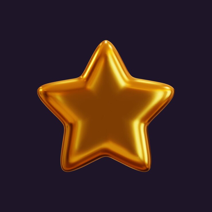 Estrela holográfica 3D com um brilho refletor Elemento de design metálico dourado