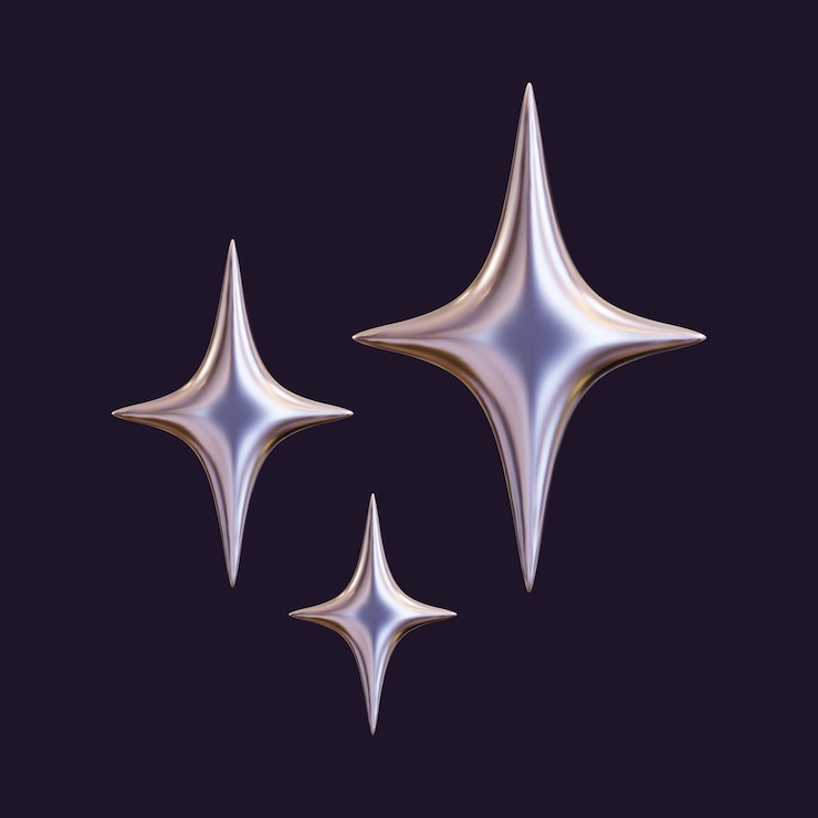 Estrela holográfica 3D com um brilho refletor