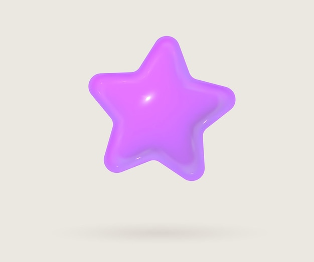 Estrela rosa 3D em estilo de desenho animado realista Soft pop vector render elementos de design para prêmios e realizações de feedback