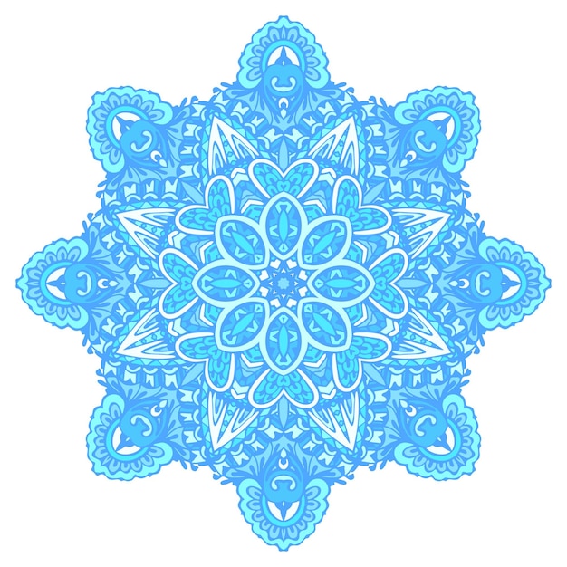 Estrela vector padrão azul e branco com arabescos e elementos florais
