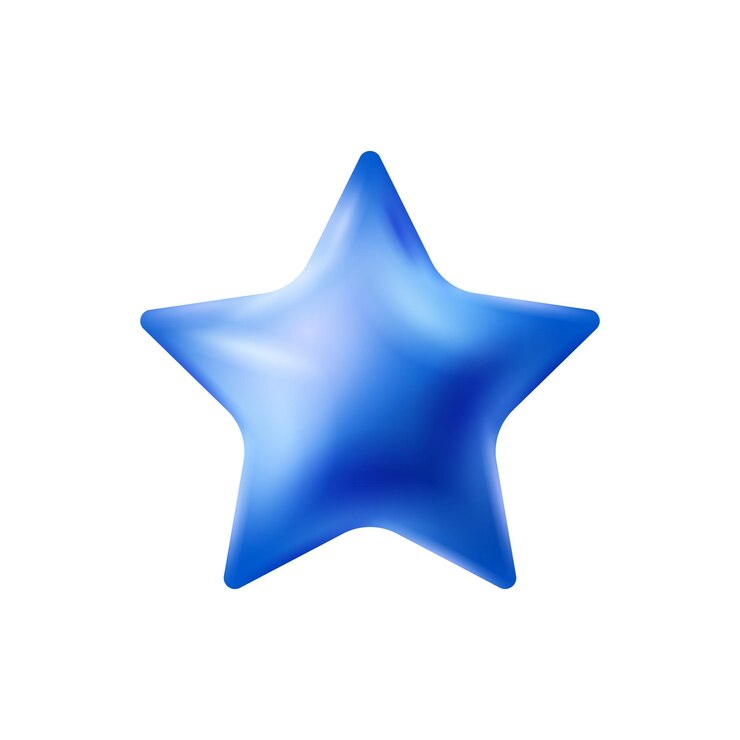 Vetor estrela vetorial cores azuis brilhantes 3d forma de estrela linda e suave ilustração vetorial realista isolada