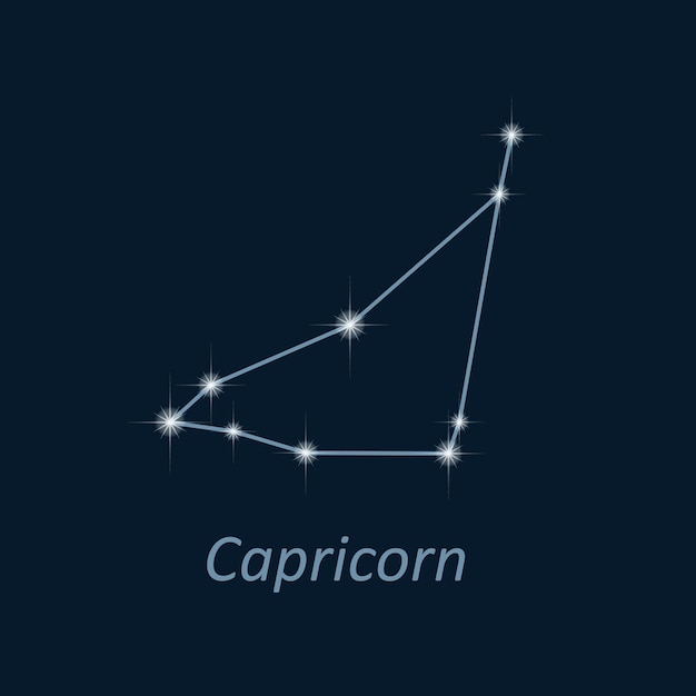 Estrelas da astronomia da ciência no fundo azul profundo vector céu noturno zodíaco constelação de capricórnio