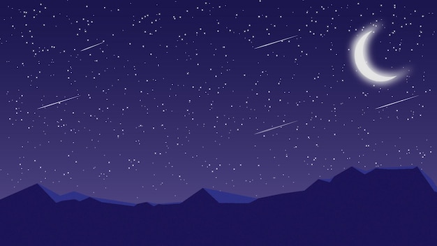 Vetor estrelas da noite da paisagem de fundo