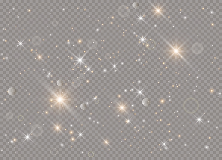 Vetor estrelas de efeito de brilho da luz. brilha em fundo transparente. partículas de poeira mágica cintilante