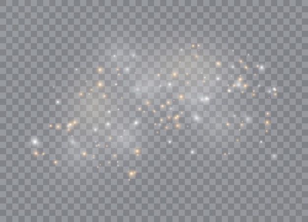 Estrelas de efeito de brilho da luz. Partículas de poeira mágica cintilante.