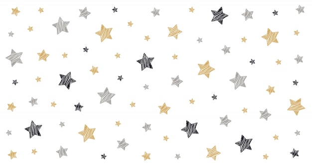 Vetor estrelas de natal rabisco cartão de desenho branco fundo isolado