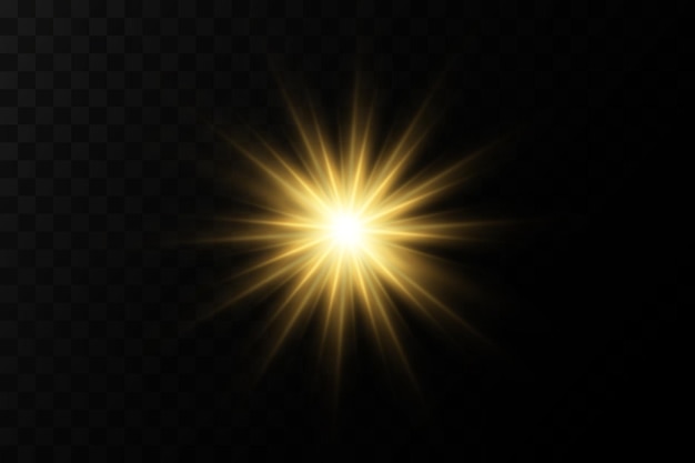 Estrelas douradas brilhantes. efeitos de luz, brilho, brilho, explosão, luz dourada. ilustração vetorial.