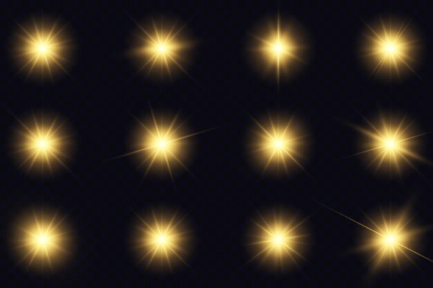 Estrelas e luzes amarelas brilhantes.