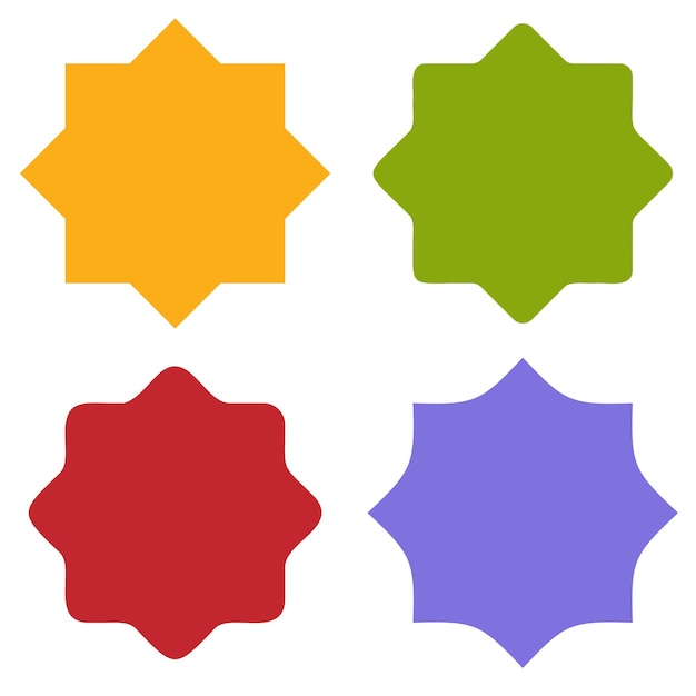 Estrelas octogonais coloridas. ícone de estrela. ilustração vetorial. imagem de estoque. eps 10.
