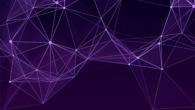 Estrutura de conexão de rede Fundo azul abstrato com pontos e linhas móveis Ilustração futurista Design de tecnologia digital Ilustração vetorial
