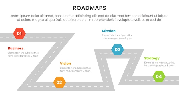 Vetor estrutura de processo de roteiros de negócios infográfico 3 estágios com estrada sinuosa e conceito de tema leve para apresentação de slides