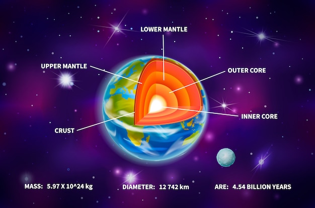 Vetor estrutura do planeta terra brilhante