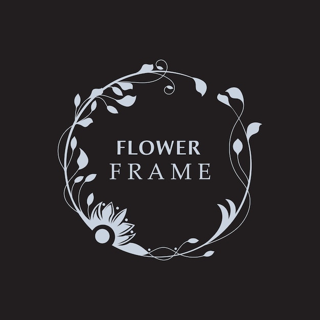 Vetor estrutura floral flor de forma redonda emblema logotipo isolado em fundo branco folhas de luxo logotipo linear círculo estilo boutique