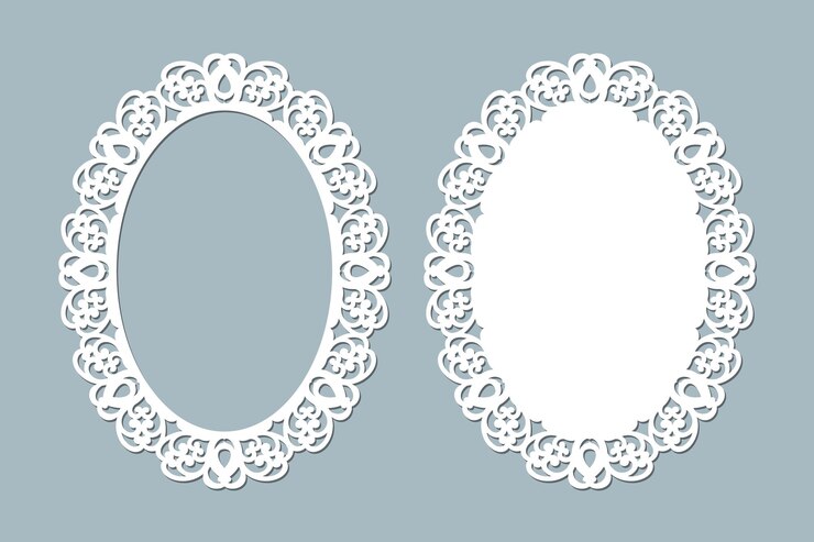 Estrutura oval cortada a laser padrão borda ornamental